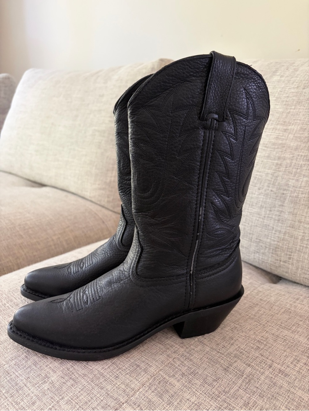 Durango Black Leather Western Heeled Cowgirl Boots - Women